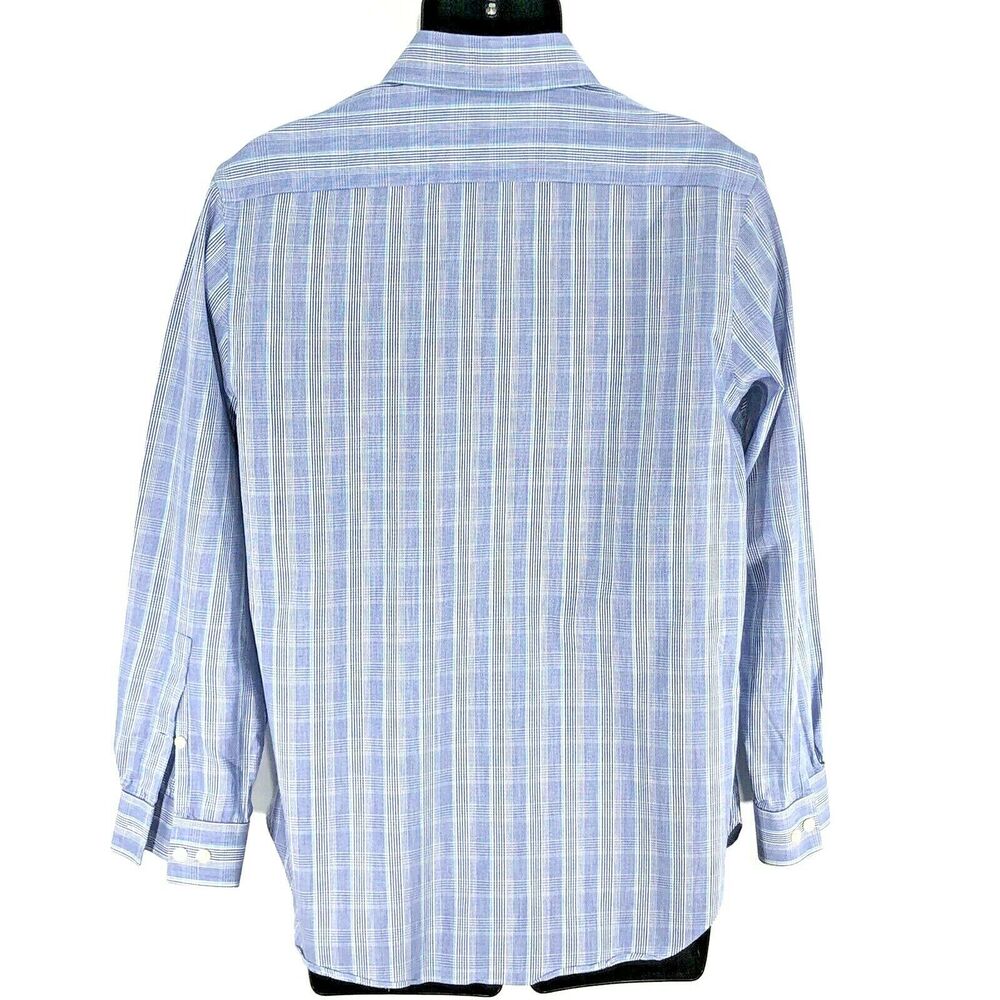 Michael Kors Mens Size 16 Large Slim Fit Blue Dress Shirt Plaid 32/33 Sleeve - Picture 3 of 7